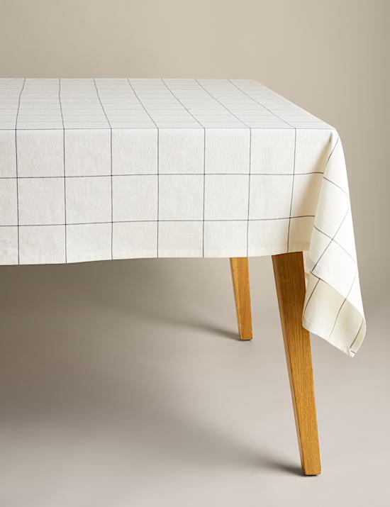 Cotton with Linen Checked Tablecloth
