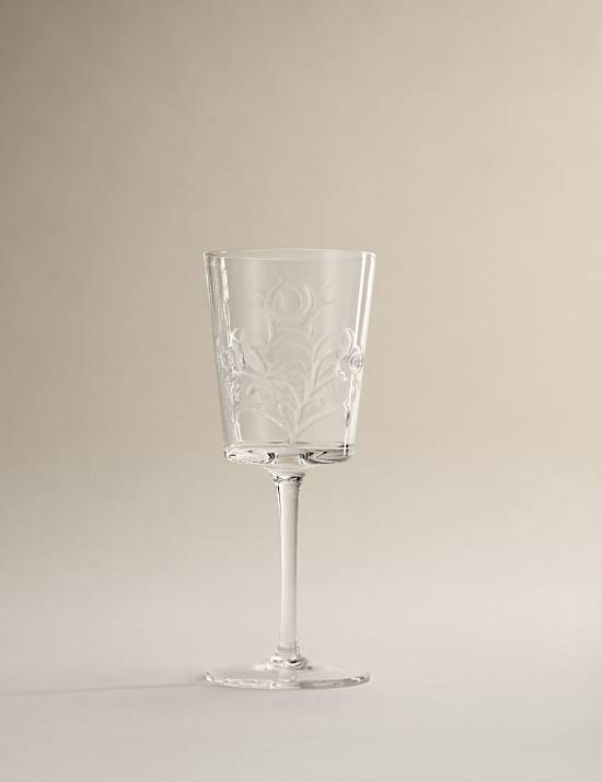 Sada 2 embosovaných sklenic na víno s květinovým vzorem