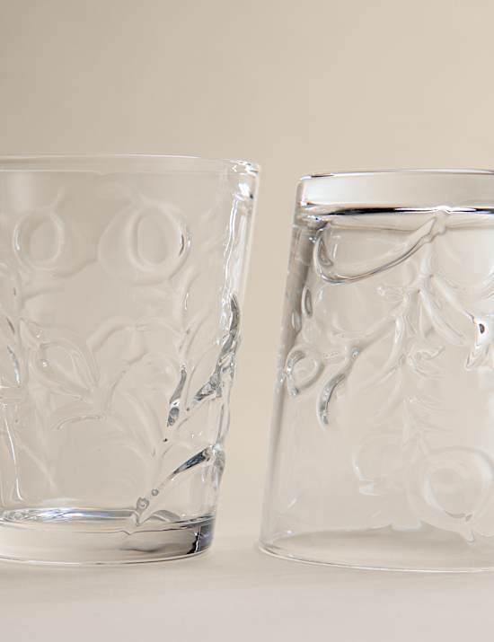 Set of 2 Embossed Floral Tumblers