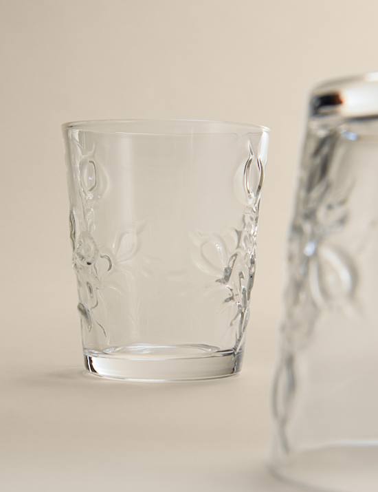 Set of 2 Embossed Floral Tumblers