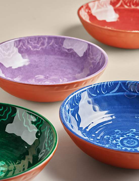 Set of 4 Boho Picnic Pasta Bowls