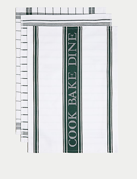 Pack de 3 paños de cocina de rayas de algodón