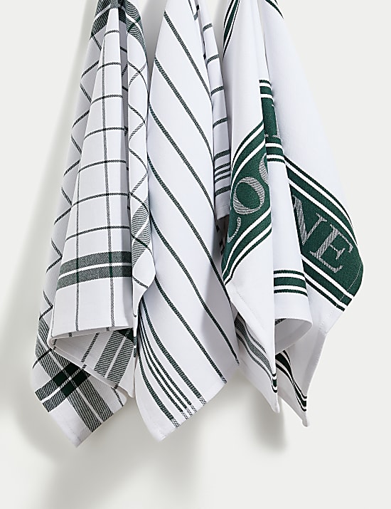 Set of 3 Cotton Rich Striped Tea Towels