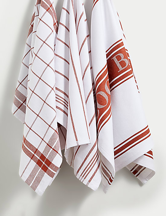 Set of 3 Cotton Rich Striped Tea Towels