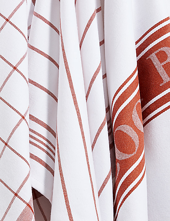 Set of 3 Cotton Rich Striped Tea Towels