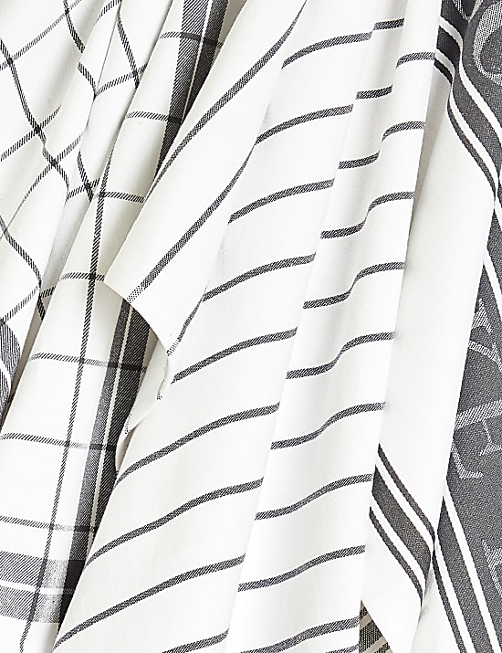 Set of 3 Cotton Rich Striped Tea Towels