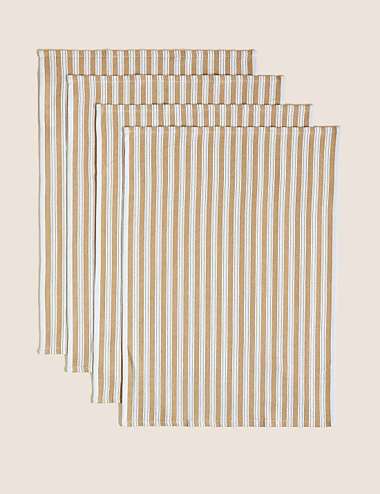 Set of 4 Cotton Rich Basket Weave Tea Towels