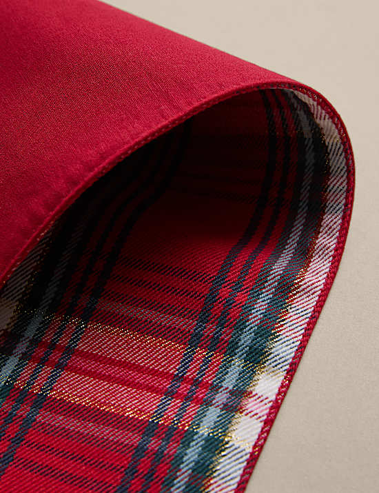 Juego de 2 manteles individuales de algodón de cuadros escoceses