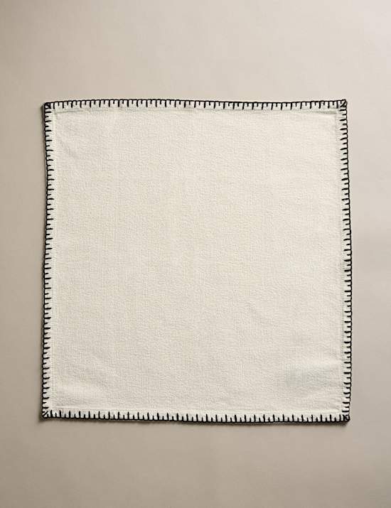 Set of 4 Pure Cotton Blanket Stitch Napkins