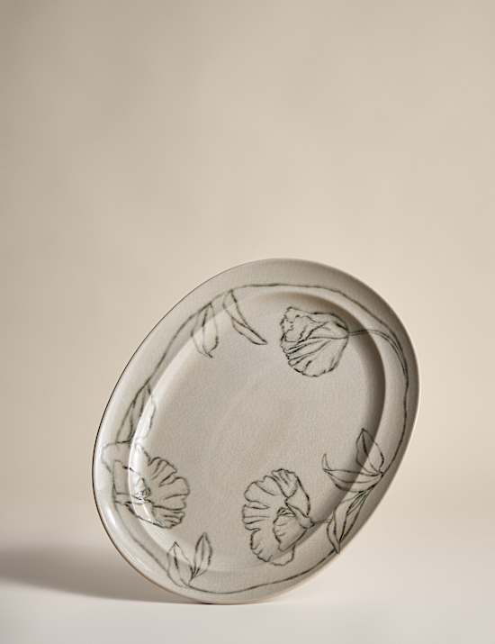 Floral Crackle Oval Platter