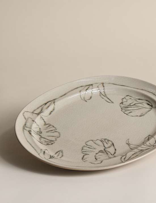 Floral Crackle Oval Platter