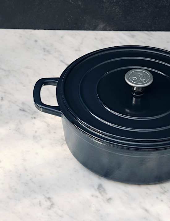 Cast Iron Shallow Blue Casserole Dish