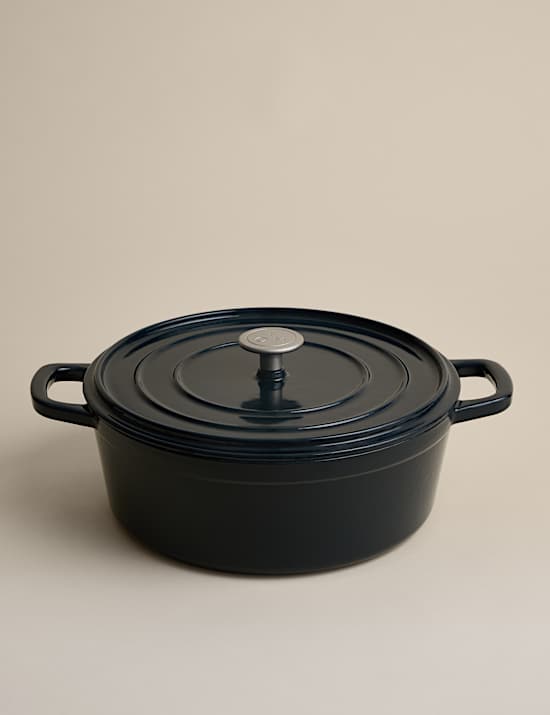 Cast Iron Shallow Blue Casserole Dish