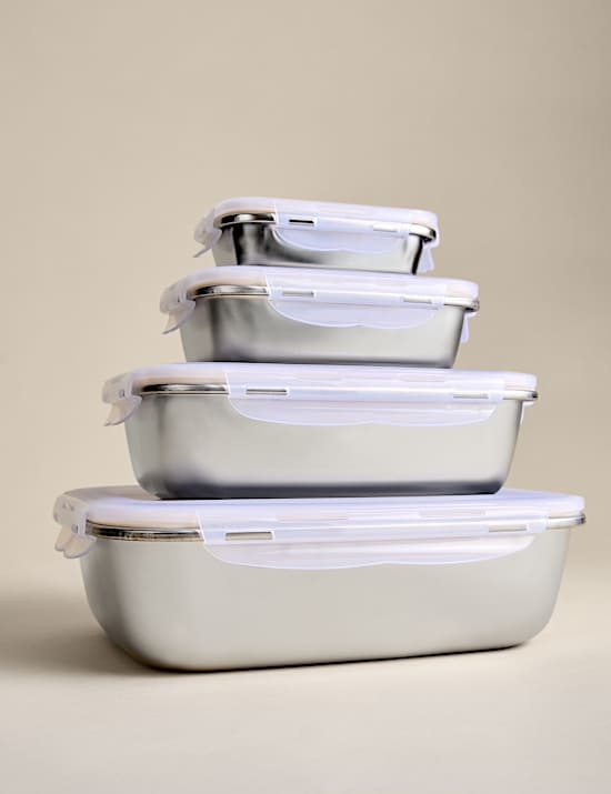 Set of 4 Stainless Steel Food Storage Containers