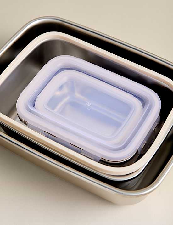 Set of 4 Stainless Steel Food Storage Containers