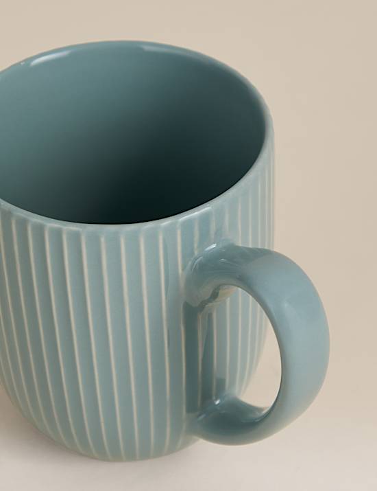 Striped Ribbed Glazed Mug