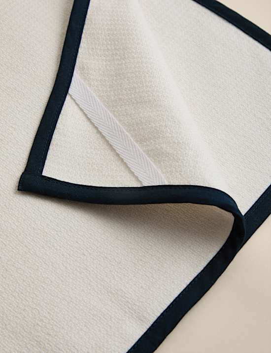 Pure Cotton Navy Trim Chef's Cloth