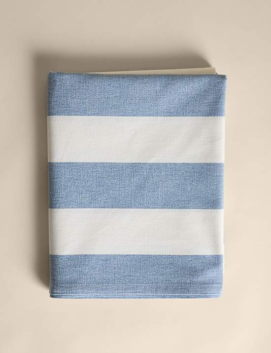 Cotton with Linen Wide Stripe Tablecloth