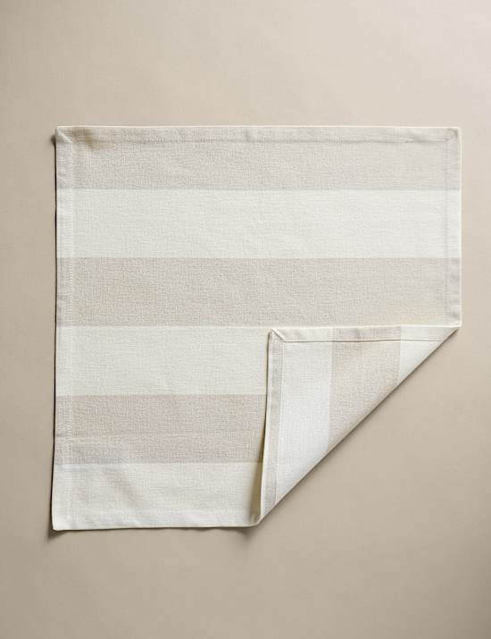 Set of 4 Cotton with Linen Wide Stripe Napkins