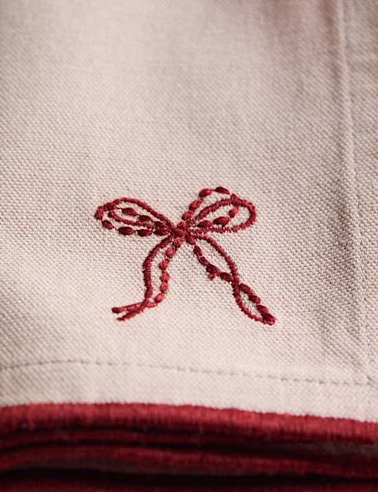Set of 4 Pure Cotton Bow Napkins