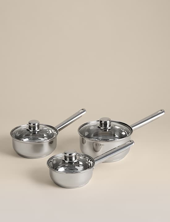 Batterie de 3 casseroles en acier inoxydable