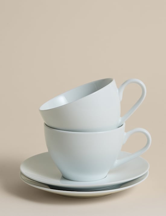 Set of 2 Burford Cappuccino Cups & Saucers