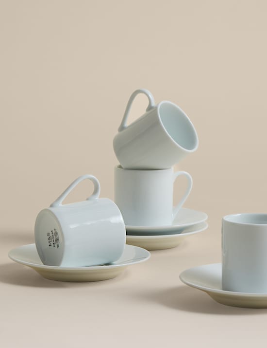 Set of 4 Burford Espresso Cups & Saucers