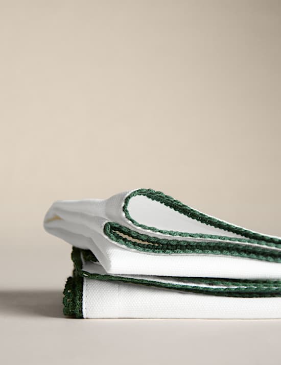 Set of 4 Pure Cotton Lemon Embroidered Napkins