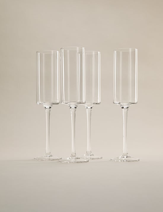 Set of 4 Straight Sided Champagne Flutes
