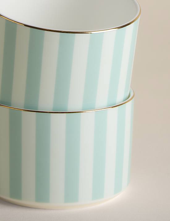 2 Pack Bone China Striped Cups & Saucers