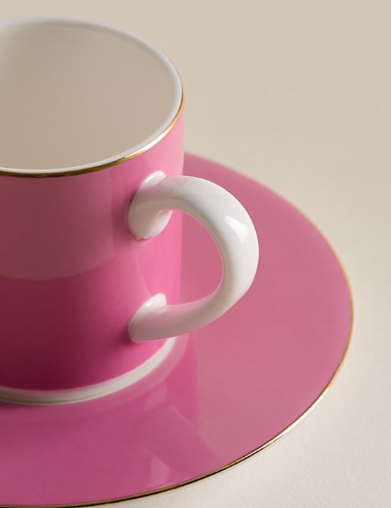 2 Pack Bone China Espresso Cups & Saucers