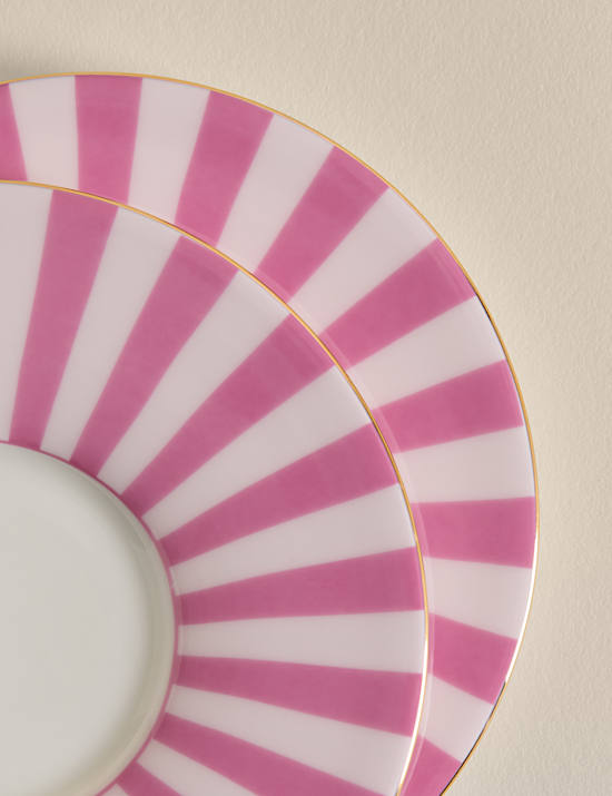 2 Pack Bone China Stripe Espresso Cup & Saucer