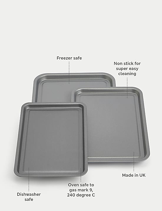 3-teiliges Set Backbleche aus Kohlenstoffstahl