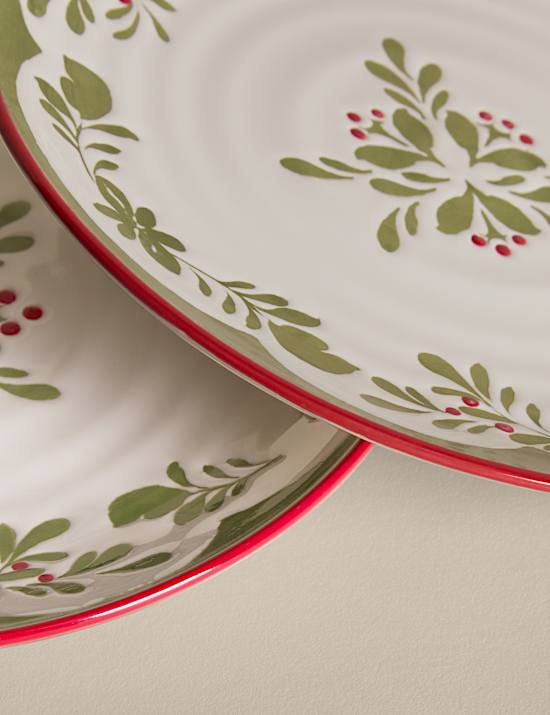 Set of 4 Winter Foliage Side Plates