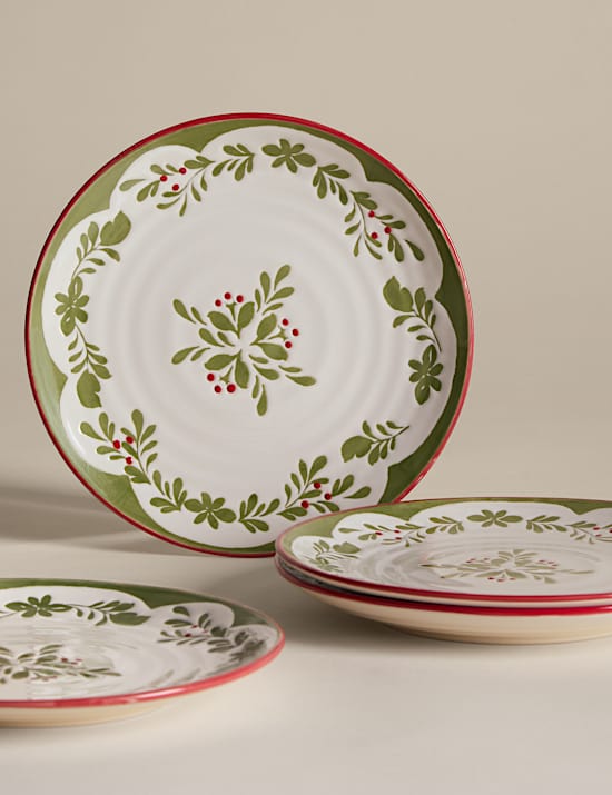 Set of 4 Winter Foliage Side Plates
