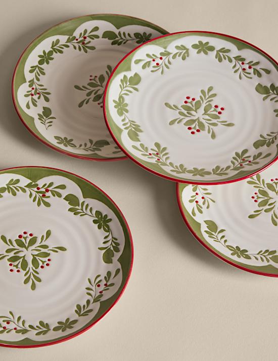 Set of 4 Winter Foliage Side Plates
