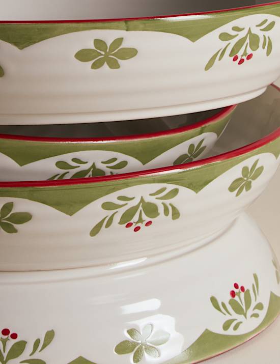 Set of 4 Winter Foliage Pasta Bowls