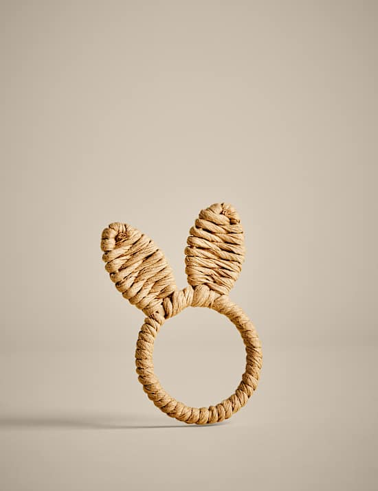 Set of 4 Raffia Bunny Napkin Rings