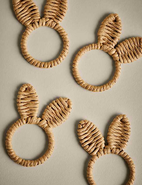 Set of 4 Raffia Bunny Napkin Rings
