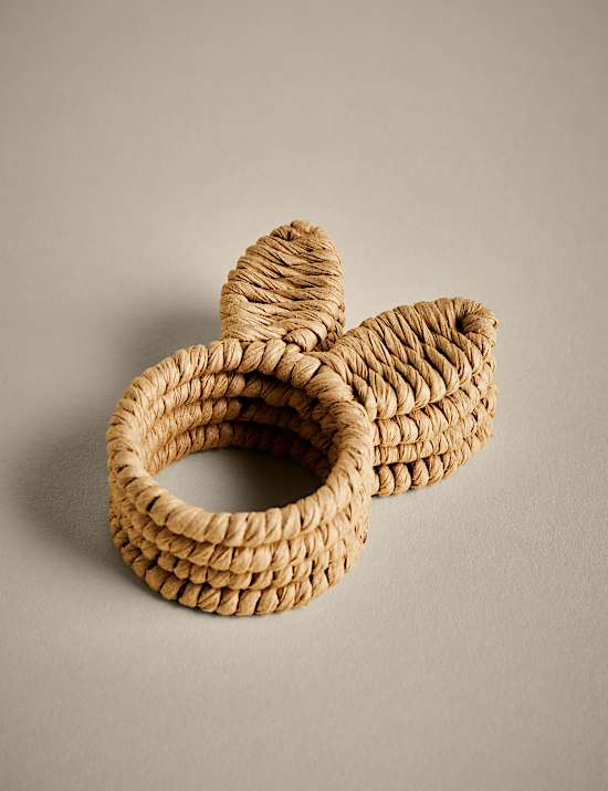 Set of 4 Raffia Bunny Napkin Rings