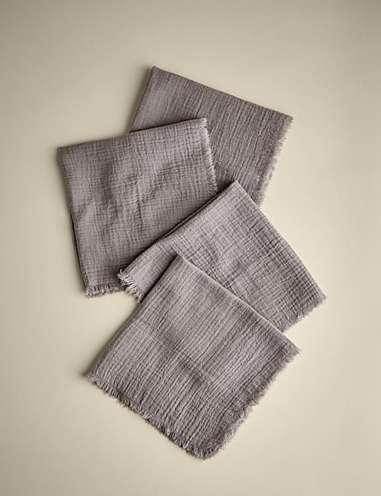 Set of 4 Frayed Edge Muslin Napkins