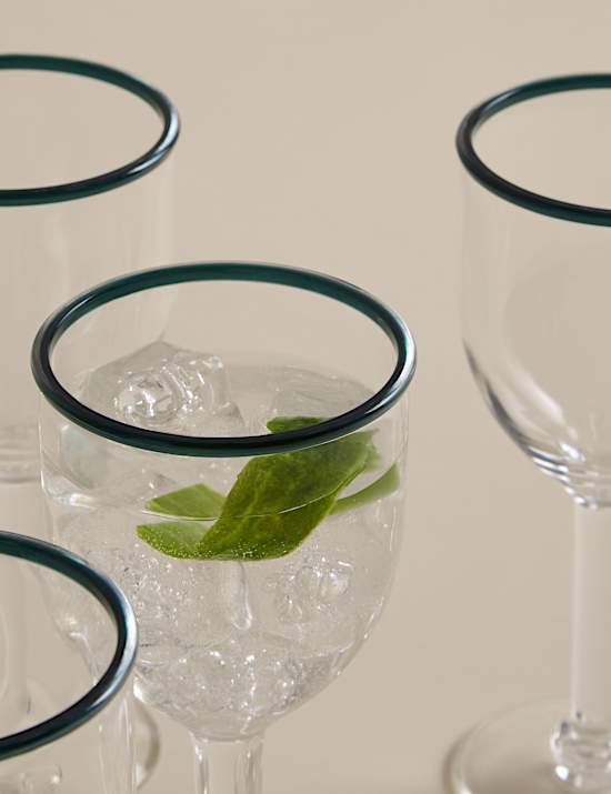 סט 4 כוסות יין לפיקניק עם שוליים קונטרסטיים