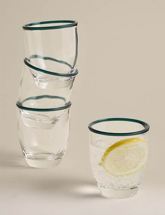 Set of 4 Contrast Rim Acrylic Picnic Tumblers