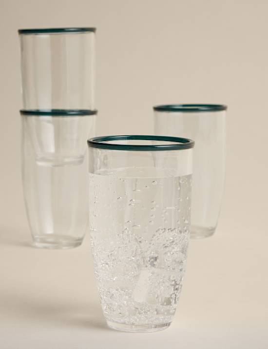 Set of 4 Contrast Rim Acrylic Picnic Hi Balls