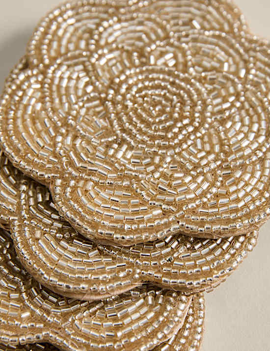 Set of 4 Beaded Scallop Coasters