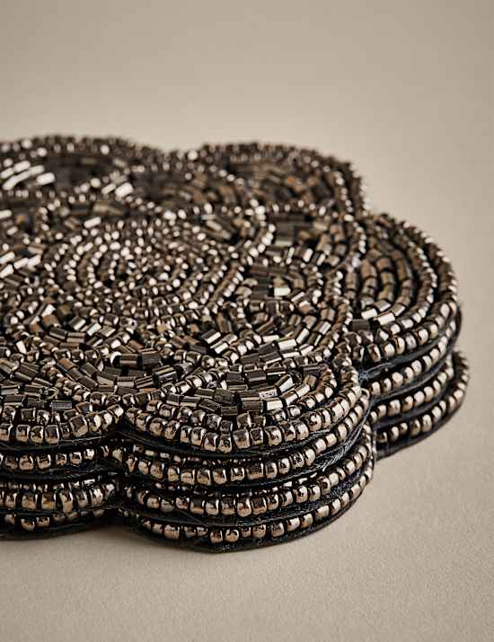 Set of 4 Beaded Scallop Coasters