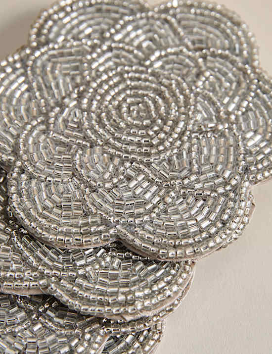 Set of 4 Beaded Scallop Coasters