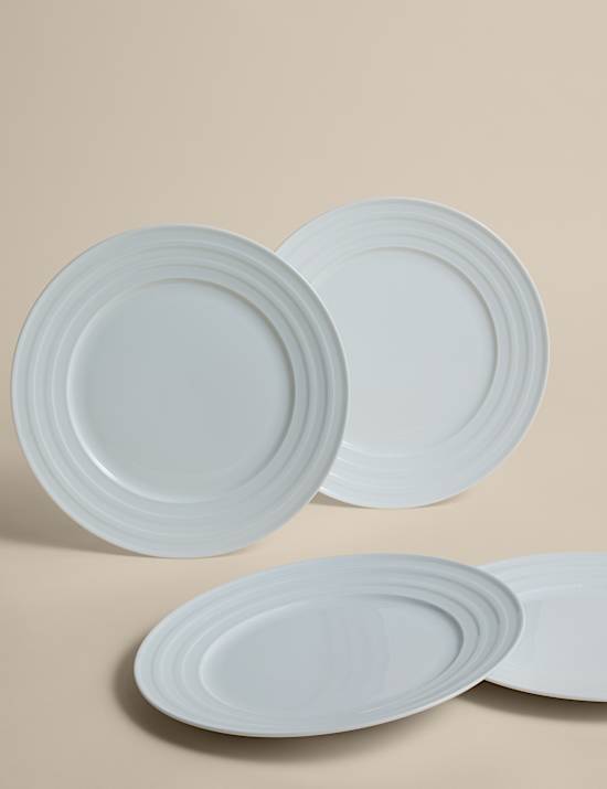 Set of 4 Burford Embossed Rim Dinner Plates