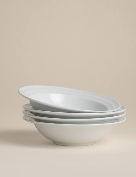 Set of 4 Burford Embossed Rim Cereal Bowls