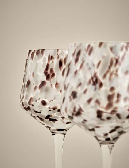 Set of 2 Speckled Wine Glasses